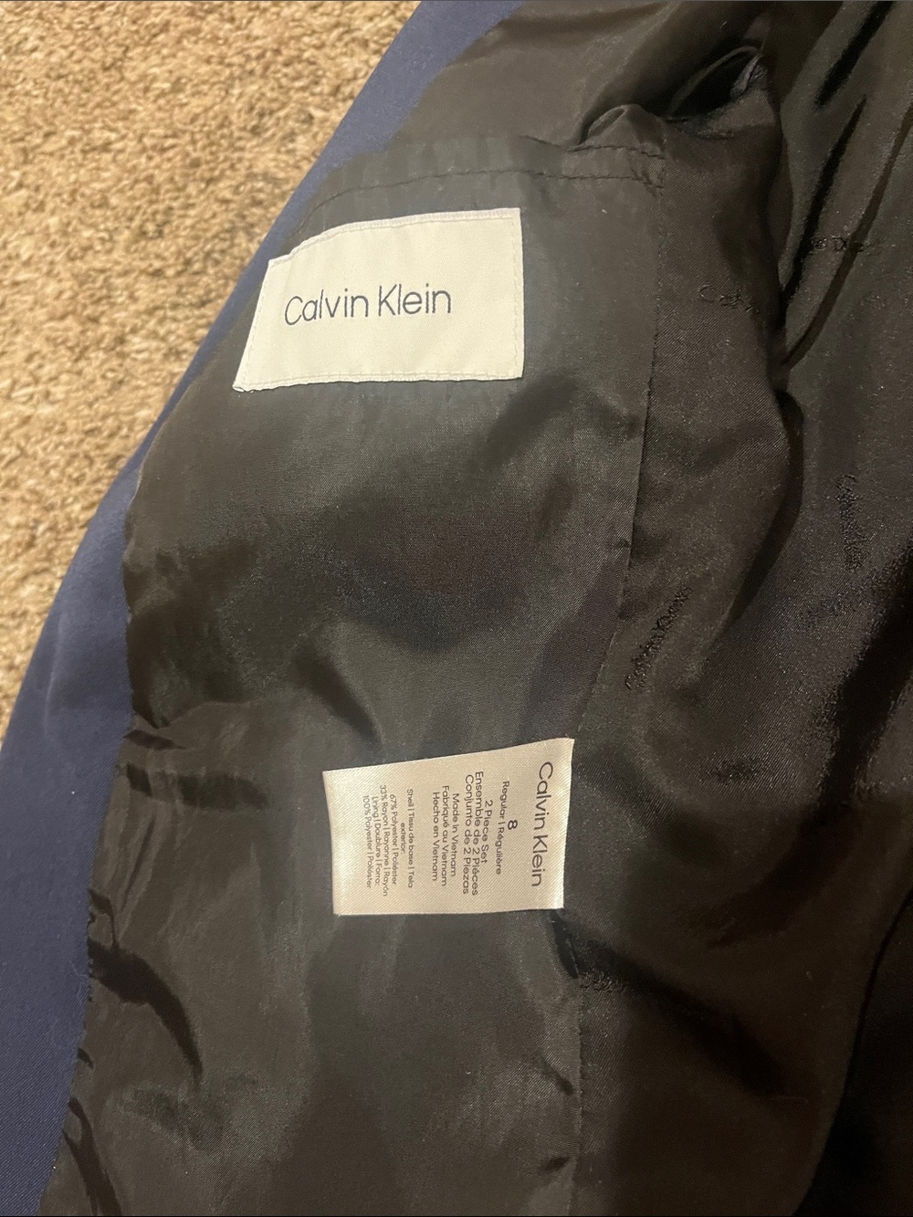 Calvin Klein Boys Navy Blue Full Suit - Picture 4 of 16